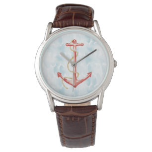 Montre Ancre d'aquarelle bleue