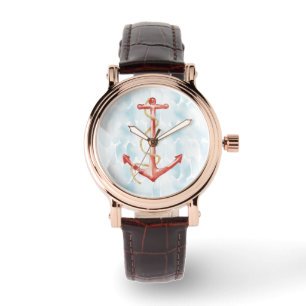 Montre Ancre d'aquarelle bleue