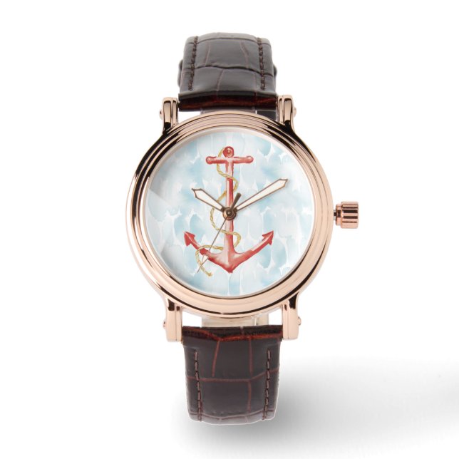 Montre Ancre d'aquarelle orange (Recto)