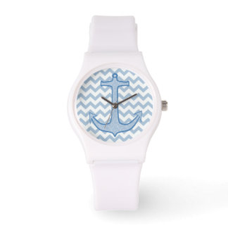 Montre Ancre Florale Bleue