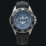 Montre Ancre nautique et corde Nom du bateau du capitaine<br><div class="desc">Une Ancre et une corde de navire nautique avec le grade de capitaine ou un autre titre et votre nom ou nom de bateau sur une montre à poignet élégante. Ce Pocket Watch personnalisé ne sera pas seulement le temps, mais est aussi une pièce de conversation amusante. Parfait pour la...</div>