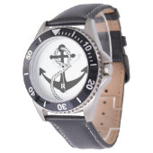 Montre Ancre nautique Monogramme initial personnalisé (Incliné)