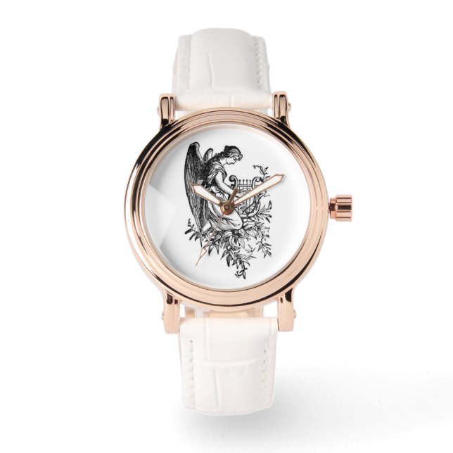 Montre Ange avec harpe et flore (Recto)