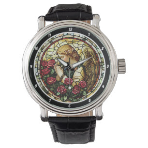 Montre Ange de verre coloré Prière de la Rose Divine