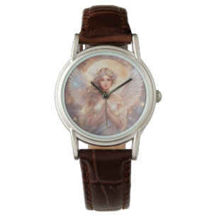 Montre ange gardien, peinture à l'eau pastel