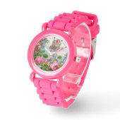 MONTRE ANGE ROMANTIQUE RASSEMBLANT ROSES ET FLEURS ROSES  (Angle)
