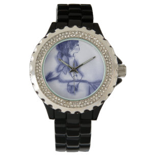 Montre Angel en attente sur une étoile - Tint Bleu
