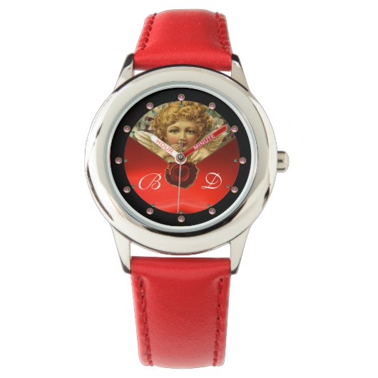 MONTRE ANGEL HEART WAX SEAL RED RUBY GEMSTONE MONOGRAMME (devant)