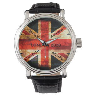 Montre Angleterre Londres Union Jack drapeau rustique