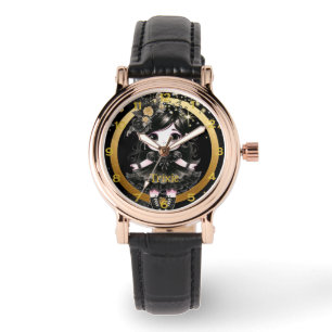 Montre Anime Girls Kawaii Goth Chibi Décor Black Gold