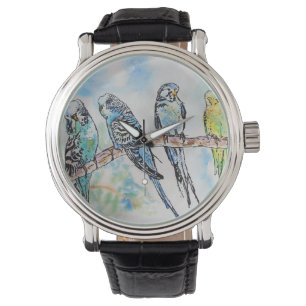 Montre Anneau clé d'art de l'Australian Bird Budgie Water
