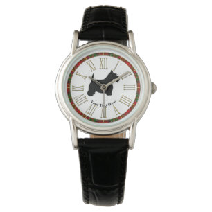 Montre Anneau noir de tartan de Terrier d'écossais