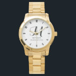Montre Année de la classe Monogramme de diplôme personnal<br><div class="desc">Un simple cadeau personnalisé de montre de remise de diplômes pour elle, avec un monogramme initial de script avec l'année de classe graduée. Simple look classique.</div>