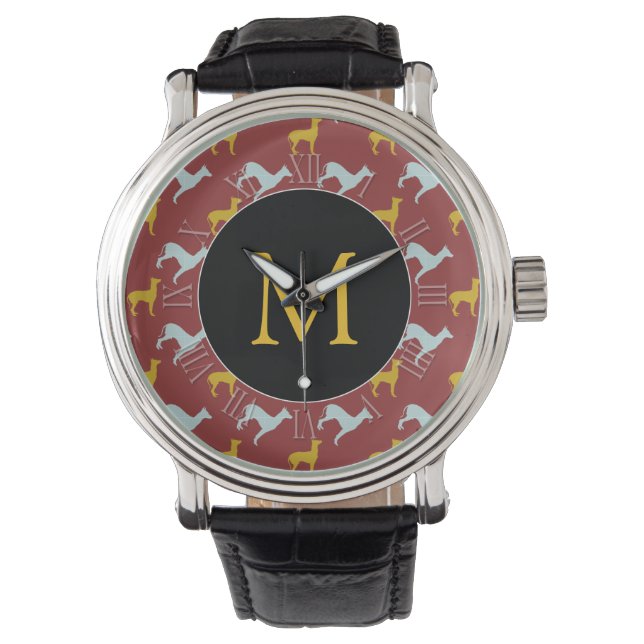 Montre Année du chien Zodiac Anniversaire Monogramme Numé (devant)