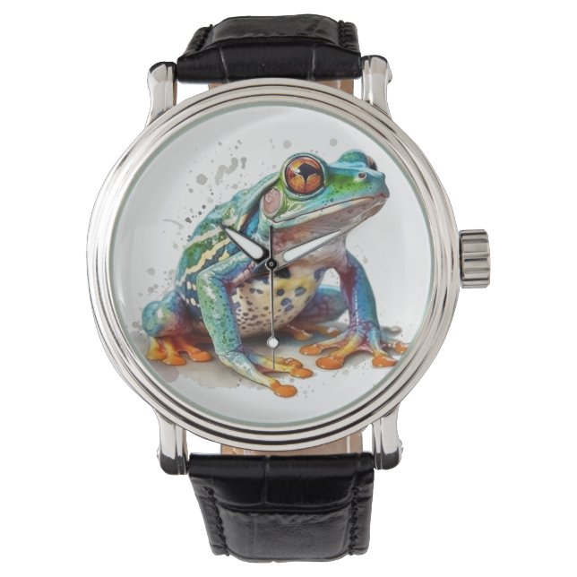 Montre Aquarelle à bijoux grenouille (devant)