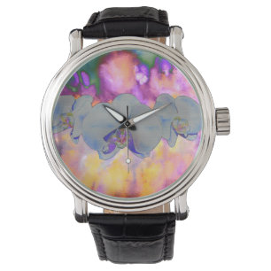 Montre Aquarelle Abstraite orchidées tropicales