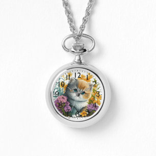 Montre Aquarelle adorable Chatte à cheveux courts exotiqu