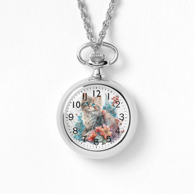 Montre Aquarelle adorable Sibérie Kitten Imprimer (Recto)