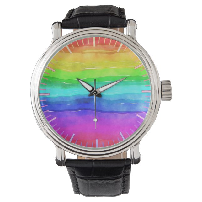 Montre Aquarelle arc-en-ciel (devant)