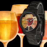 Montre Aquarelle Artistique Vin O Horloge<br><div class="desc">Montre avec une peinture de trois verres de vin. Les nombres sont des images séparées et peuvent être supprimés si vous n'en avez pas besoin. Un régal pour les amateurs de vin !</div>
