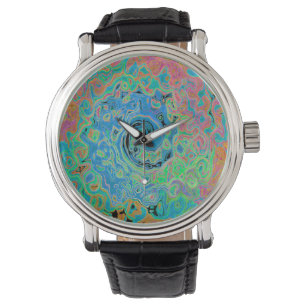 Montre Aquarelle bleu Super Abstrait rétro liquide