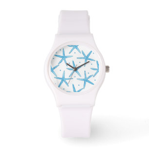Montre Aquarelle Blue Sea Stars Motif