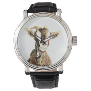 Montre Aquarelle Chèvre Amusant Ferme Animal Nature Art