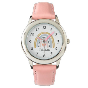 Montre Aquarelle Cute Boho personnalisée Arc-en-ciel