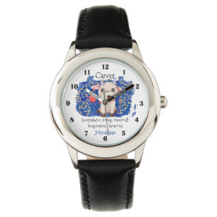 Montre Aquarelle de crabe du cancer mou Zodiac taureau