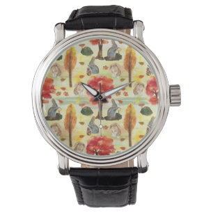 Montre Aquarelle de lapin de bois
