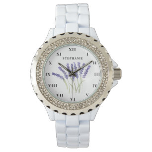 Montre Aquarelle de lavande Floral pourpre moderne