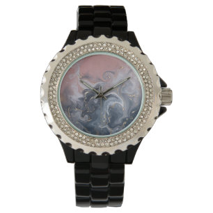 Montre Aquarelle en marbre rose gris-noir