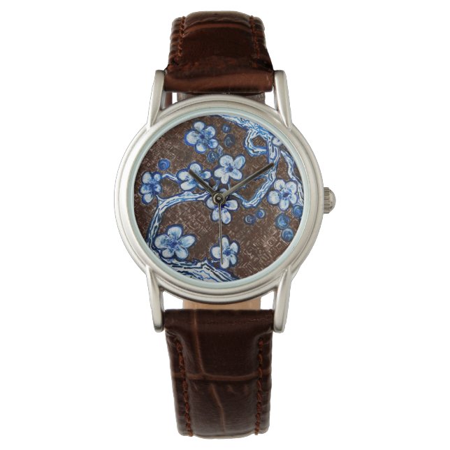 Montre Aquarelle Fleur de Cerisier Originale  (devant)