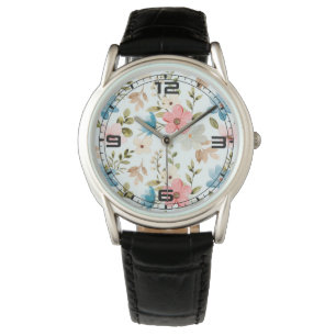 Montre Aquarelle Fleur sauvage motif floral-67676