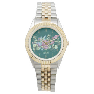 Montre Aquarelle Floral Monogramme Monographie