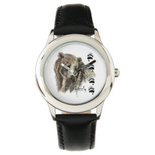 Montre Aquarelle Grizzli Ours Faune Nature Art