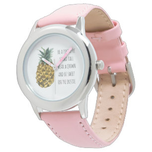 Montre Aquarelle moderne ananas et citation amusante posi