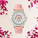 Montre Aquarelle moderne Boho Arc-en-ciel Filles personna<br><div class="desc">Aquarelle moderne Boho Arc-en-ciel Custom Girls Jote Watch</div>