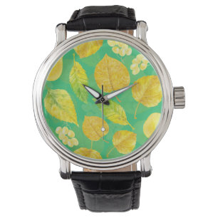Montre Aquarelle motif d'automne