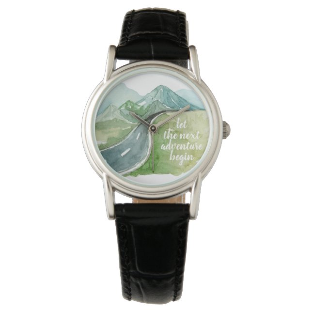 Montre Aquarelle Nature Commençons la prochaine aventure (devant)