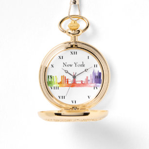 Montre Aquarelle New York Skyline Brooklyn Americana