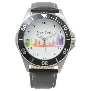 Montre Aquarelle New York Skyline Brooklyn Americana
