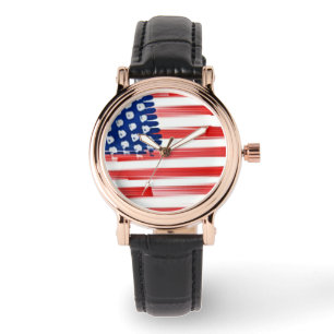Montre Aquarelle peinte drapeau américain