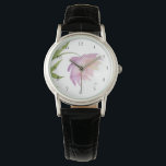 Montre *~* Aquarelle Peony Lavande Rose Populaire Floral<br><div class="desc">* Une belle lavande et rose sur un arrière - plan blanc brillant. Ce design est une impressionnante fleur de pivoine aquarelle très jolie qui orne le visage de cette montre classique et classe pour femmes. * La sangle est en cuir noir de bonne qualité. La montre est intemporelle et...</div>
