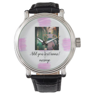 Montre Aquarelle rose violet père fils papa ajouter l'ima