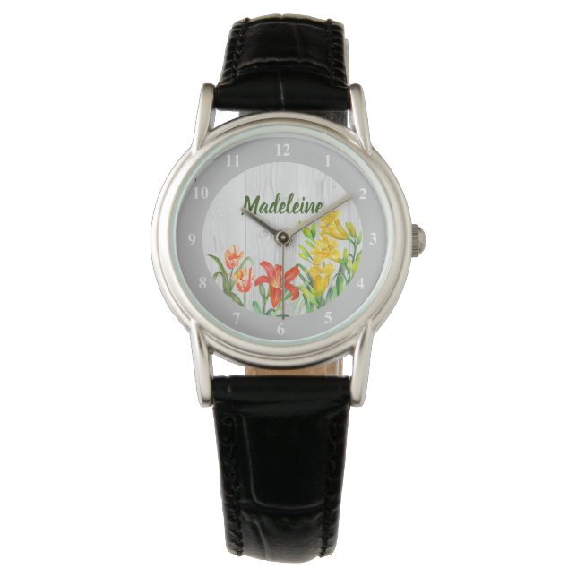 Montre Aquarelle rustique Fleurs de printemps Art Floral (devant)