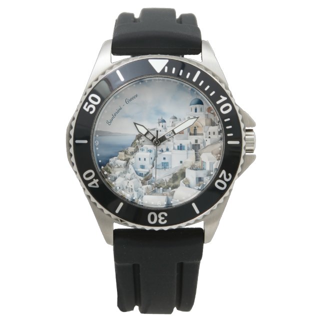 Montre Aquarelle Santorin Grèce (devant)