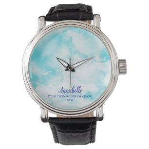 Montre Aquarelle Sky Cloud bleu blanc