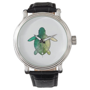 Montre Aquarelle verte de la tortue marine