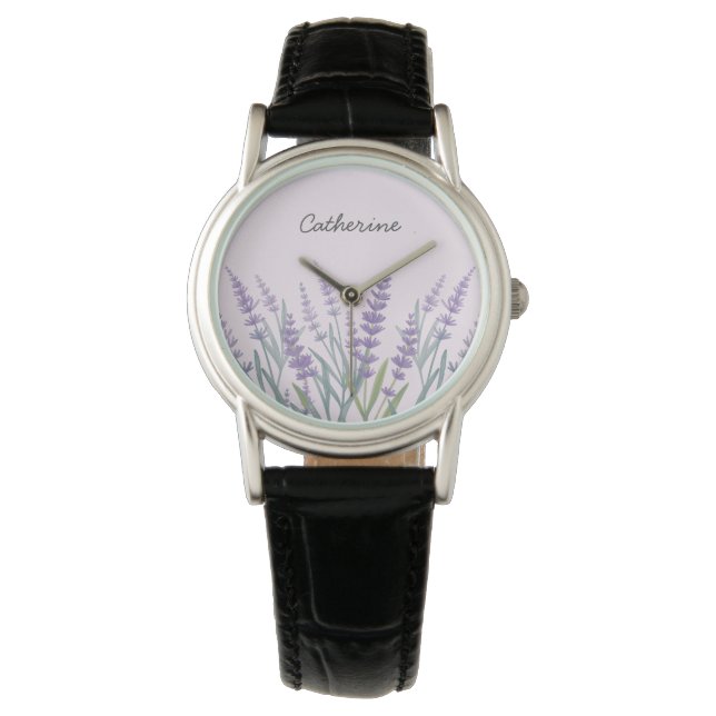 Montre Aquarelle violette Lavande Florale (devant)